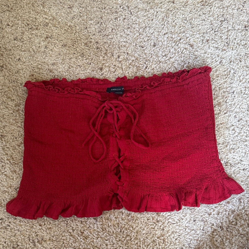 American Eagle Outfitters Red Ruffle Top